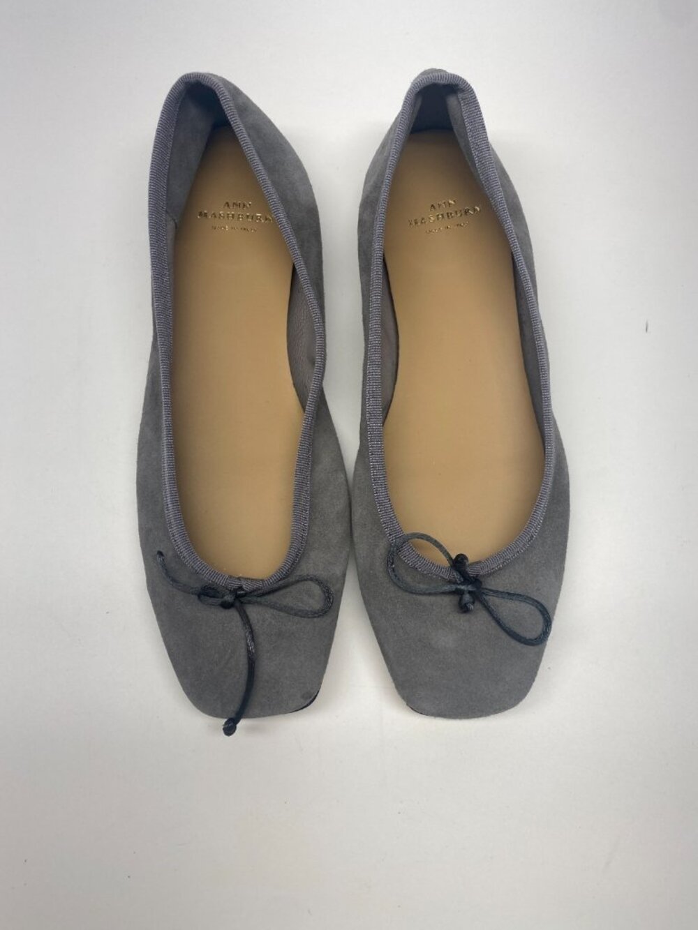 Ann Mashburn Womens Square Toe Ballet Flat Mid Grey Suede Flat Sz 38.5 EU 8US